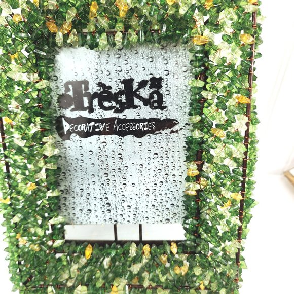 Treska Green Hand beaded Photo Frame 4x6 Photo - Picture 5 of 12